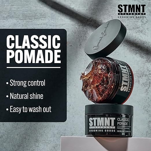 STMNT Grooming Goods Classic Pomade 3.38 oz | Natural Shine | Strong Control | Easy to Wash Out