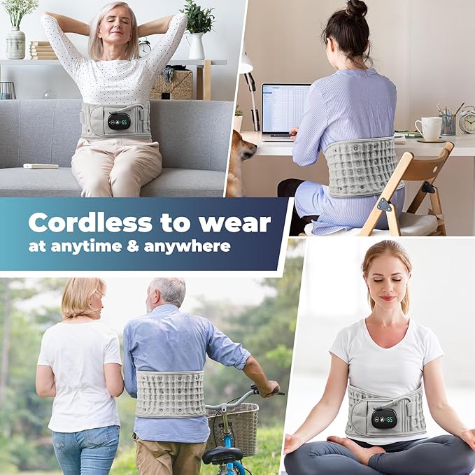Aimery 2025 Upgraded Version 3-in-1 Sciatica BeltDecompression Back Belt with Red Light Heating and Massage Back Reliever Inflatable Back Brace for Spinal Lumbar Woman Men Heating Pad (1)