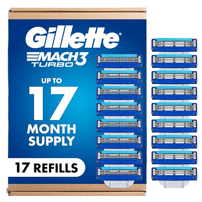 Gillette Mach3 Turbo Mens Razor Blade Refills 17 Count