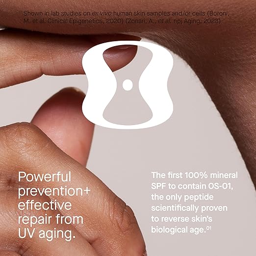 OneSkin FACE SPF OS-01 Peptide Broad Spectrum SPF 30+ Mineral Sunscreen- Scientifically Proven to Protect Skin from UV Aging Includes Potent Antioxidants For All Skin Types Including Sensitive Skin