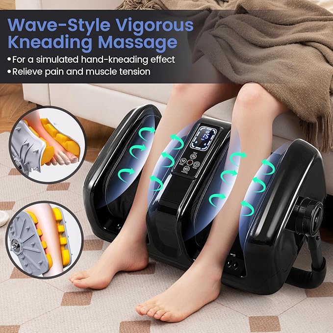 Giantex Foot Massager with Heat and Remote Control Calf Massager with 3 Massage Settings Timer Washable Cover Adjustable Stand Foot Massage Machine for Calf Arms Relax Gift for Women Men (Black)