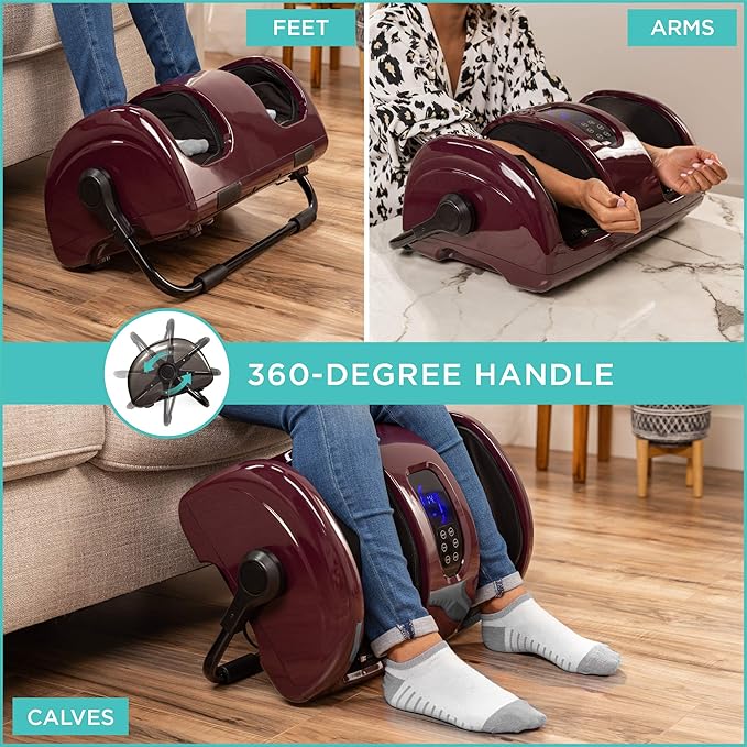 Best Choice Products Heated Shiatsu Foot Massager for Pain Relief Plantar Fasciitis Neuropathy Blood Circulation w/Compact Design - Burgundy