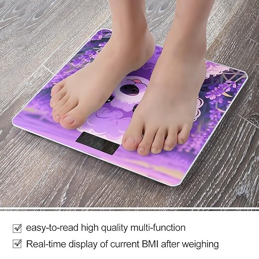 Digital Bathroom Scale for Body Weight Scale with Bright LCD Display High Accuracy Step-On Technology Auto On/Off Poodle Digital Scales 400 Lbs /180kg