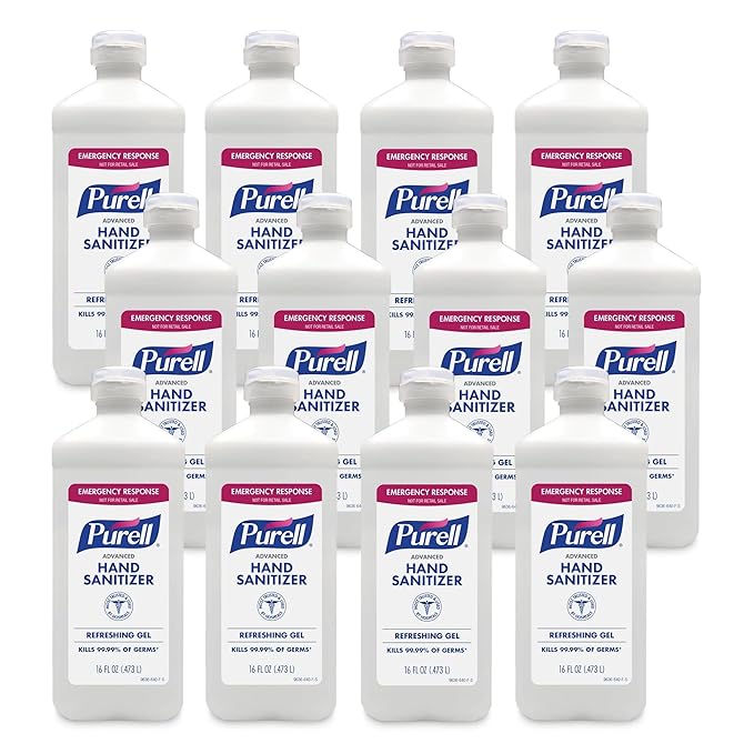Purell Advanced Hand Sanitizer Refreshing Gel Clean Scent 16 fl oz Flip Cap Bottle (Pack of 12) - 9636-12-S