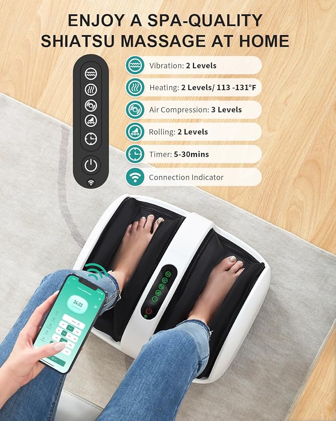 Nekteck Neck Massager Blue and Smart Foot and Calf Massager APP Control White