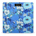 Blue Floral Bathroom Scale Automatic Power On/Off Body Scales LCD Backlight Display Square Digital Scale Rounded Corners Bathroom Scales for Home Bedrooms