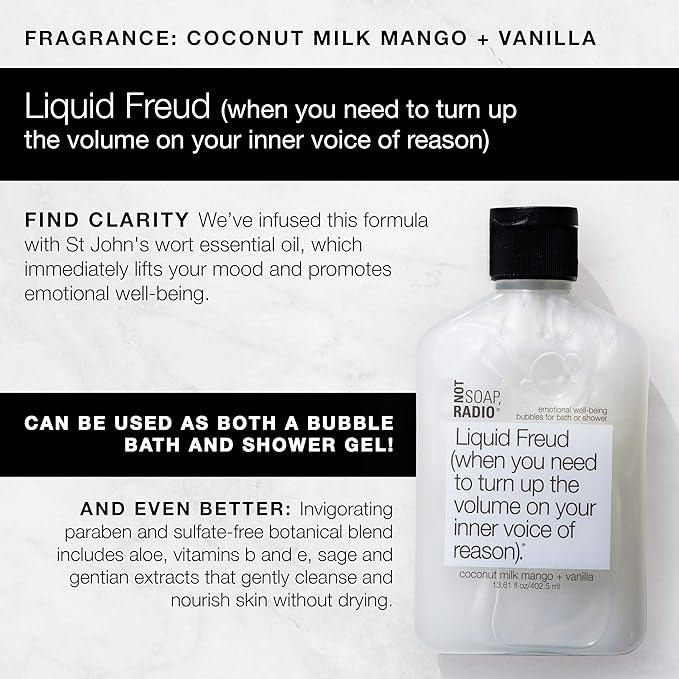 Not Soap Radio Liquid Freud | Coconut Milk Mango Vanilla with St. John's Wort | Bath Shower Gel