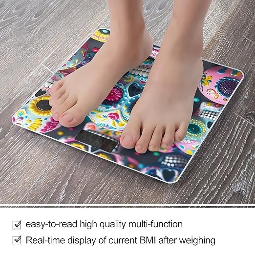 Sugar Skulls Scale for Body Weight Smart Scales Digital Bathroom Scale High Precision Weighing Scales with Large Display Weighing Machine for People