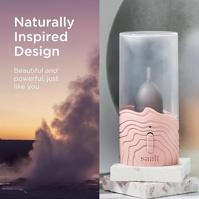 Saalt Menstrual Cup Steamer - Period Cup &amp Disc Sanitizer - Hands-Free Steam Sanitizer- No-Boil Design with Removable Power Cord - Compact &amp Portable - Arctic Mist