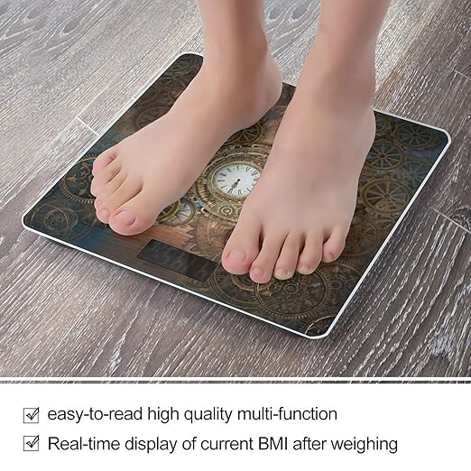 Rusty Steampunk Clock Scale for Body Weight Digital Bathroom Scale Precision Smart Weighing Scales with Clear LED Display Accurate High Precision Scales Weighing Machine