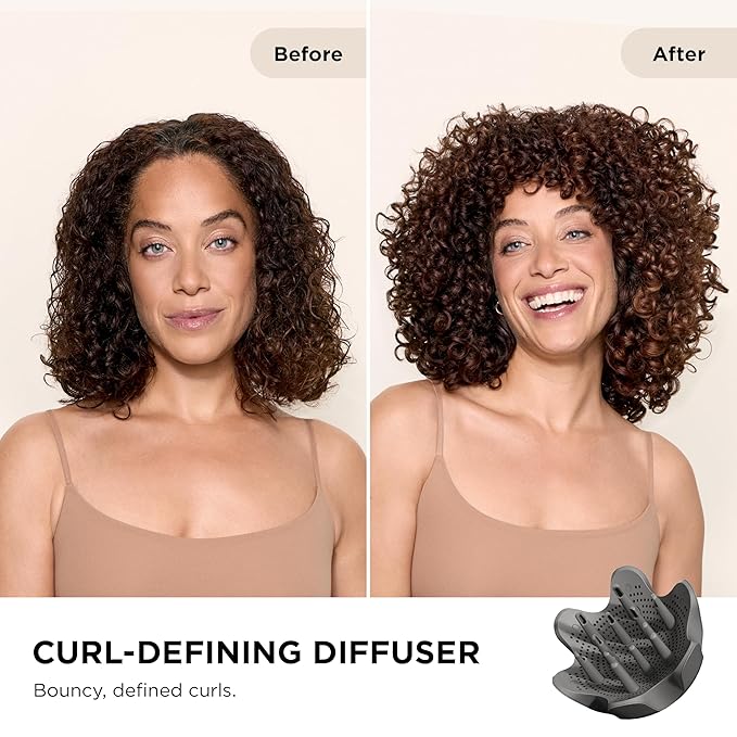Shark FlexFusion Hair Dryer with Fusion Hair Brush Diffuser Ceramic Air Styler with Auto-Wrap Hair Curlers Ceramic Plates Metallic Mist HD642