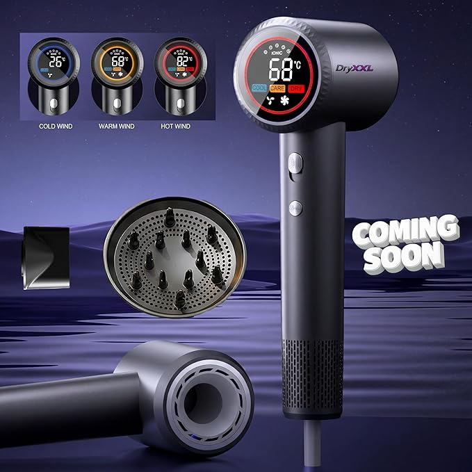 Hair Dryer Professional Ionic Hair Dryer 1600W Ultra-Fast Drying 500 Million Negative Ions Low Noise 160000 RPM Compact Blow Dryer with Magnetic Diffuser (Night Black)