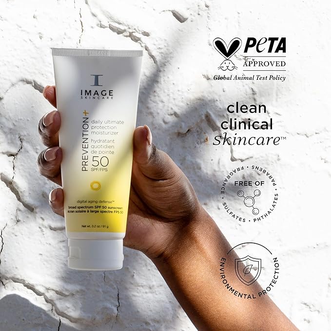IMAGE Skincare PREVENTION+ Daily Ultimate Protection MoisturizerSPF 50 Face Sunscreen LotionZinc OxideBlendable with No White Cast3.2 oz(Pack of 2)