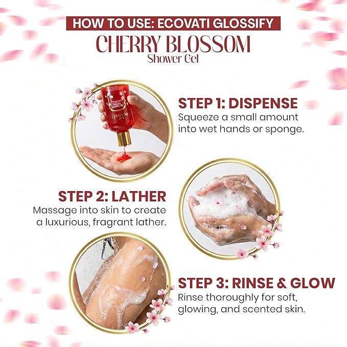 Glossify Shower Gel Cherry Blossom Luxury Collection 300ml Ultimate Moisturization Deep Cleansing Super Soft Foam