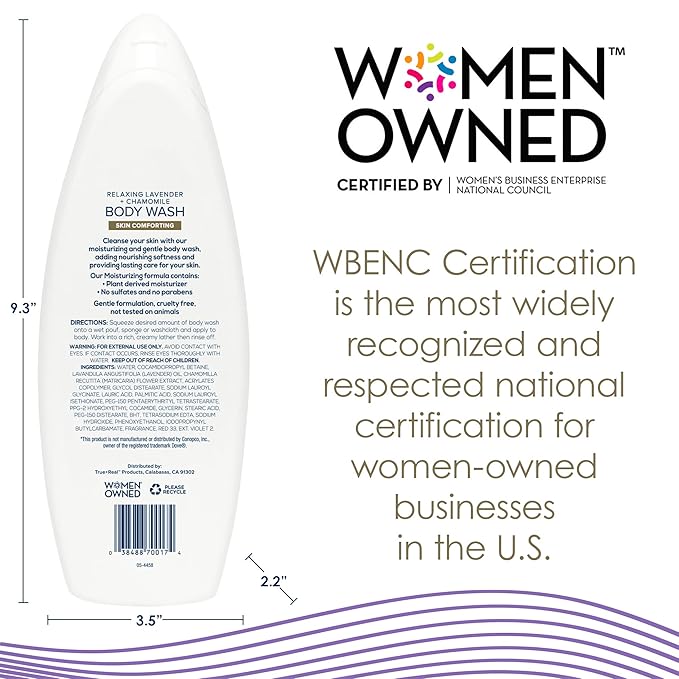 True+Real Relaxing Lavender Body Wash 22 oz 4 Pack