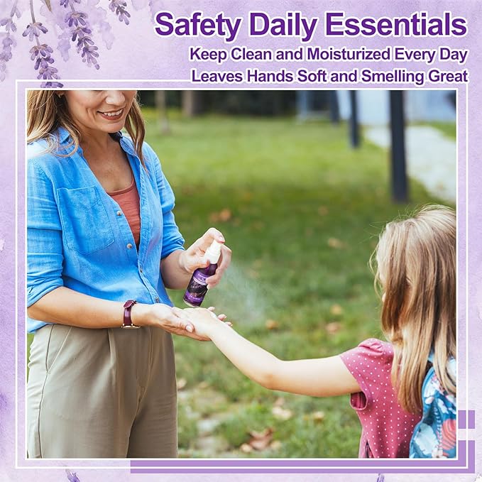12 Pcs Lavender Hand Sanitizer Spray Bulk Scented Hydrating Hand Sanitizer Spray Travel Size 2 Fl oz Portable Pocket Bottle for Women Men Adults Office Family School Christmas Stocking Stuffers