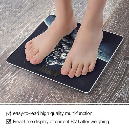 Astronaut Space Bathroom Scale Rounded Smart Scale for Body Weight Automatic Power On/Off Weight Scales Accurate Bathroom Digital Scales for Pet Home Bedroom Kitchen