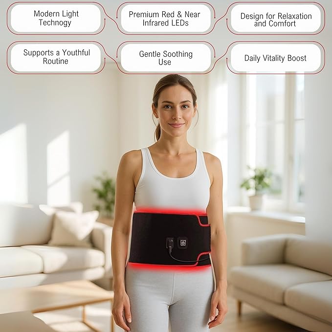 LuminousRLT Red Light Shoulder Wrap – Flexible LED Light Device with Red &amp Near-Infrared LEDs (660nm &amp 850nm) 84 LEDs Auto Shut-Off Adjustable Fit