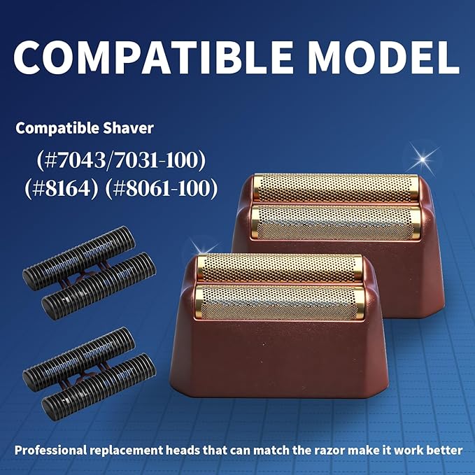 2 Pack Professional 5 Star Series Finale Shaver Replacement Foil and Cutter Bar Assembly Compatible with wahl Shaver Foil 7031-100 7043-100 Super Close Shaving Replacement HeadsRed