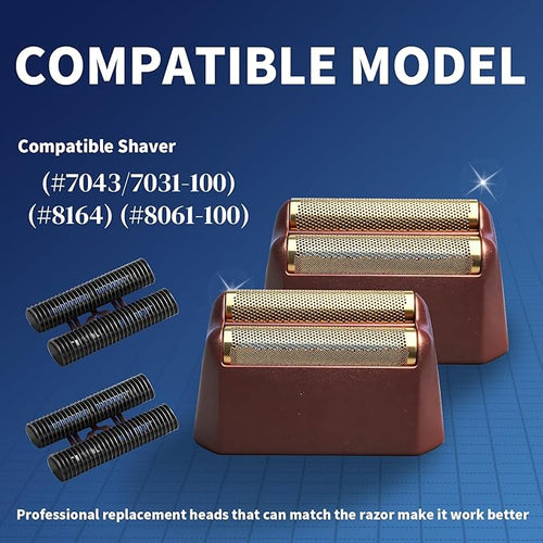 2 Pack Professional 5 Star Series Finale Shaver Replacement Foil and Cutter Bar Assembly Compatible with wahl Shaver Foil 7031-100 7043-100 Super Close Shaving Replacement HeadsRed