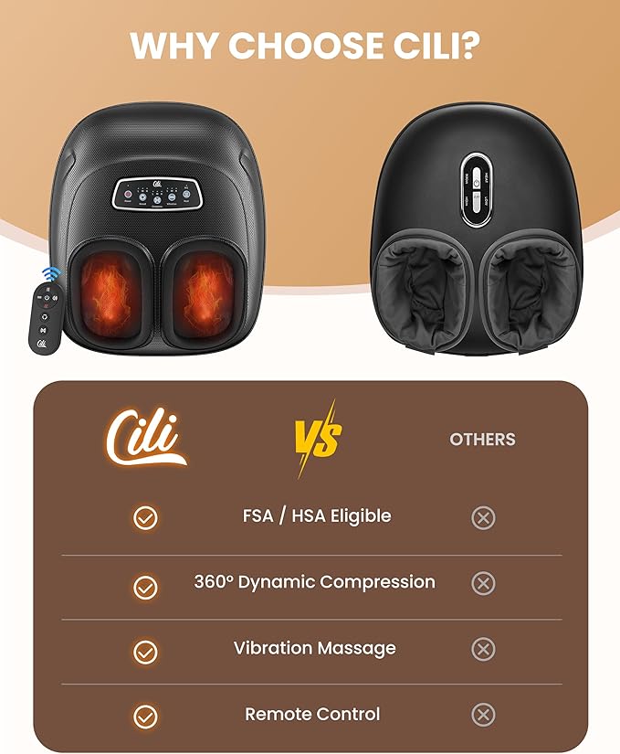 CILI 2026 Upgraded 4-in-1 Heated Foot Massager with Shiatsu Compression &amp Vibration Feet Massager Machine with Remote Control Deep Kneading Fits Big Feet 14 MenMothers Day Gifts for Mom