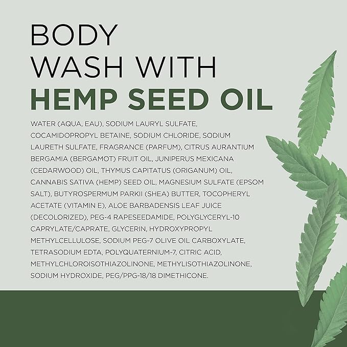Dr Teal's Body Wash with Pure Epsom Salt Cannabis Sativa Hemp Seed Oil 24 fl oz (Pack of 4)