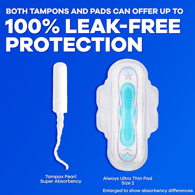Tampax Pearl Tampons for Women with LeakGuard Braid Super Plus Absorbency Unscented 100 Count (2 Packs of 50)