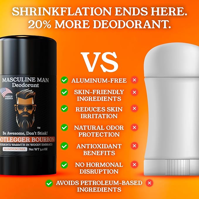Deodorant for Men - Aluminum Free Mens Deodorant - Natural Deodorants - Sweat Protection for Underarm - Stain-Free Stick Deodorants - Made in USA 3.2oz (Pack of 4 The Box)