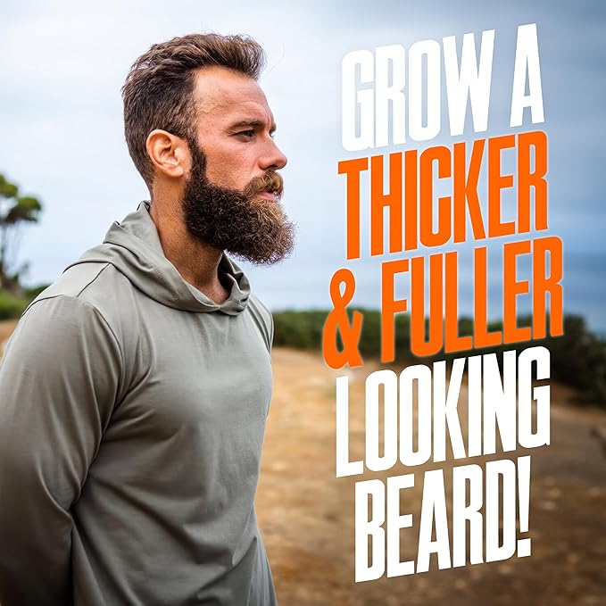 Wild Willies Beard Growth Dual Threat: Serum &amp Gummies for Men - Biotin Caffeine &amp Essential Growth Oil for Fuller Thicker Facial Hair