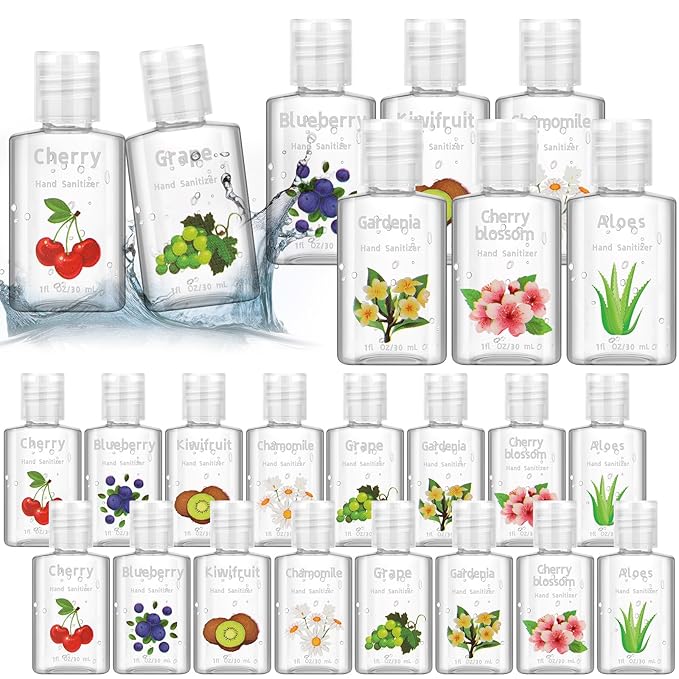 Frienda 24 Pcs Scented Mini Hand Sanitizers Bulk 1 Fl oz Travel Size Hand Sanitizer Assorted Floral Fruit Scents Employee Appreciation Gifts for Coworker Staff Teacher Nurse Office Thank You Gifts
