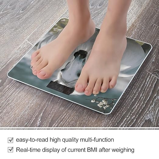 Digital Bathroom Scale for Body Weight Scale with Bright LCD Display High Accuracy Step-On Technology Auto On/Off White Horses Digital Scales 400 Lbs /180kg