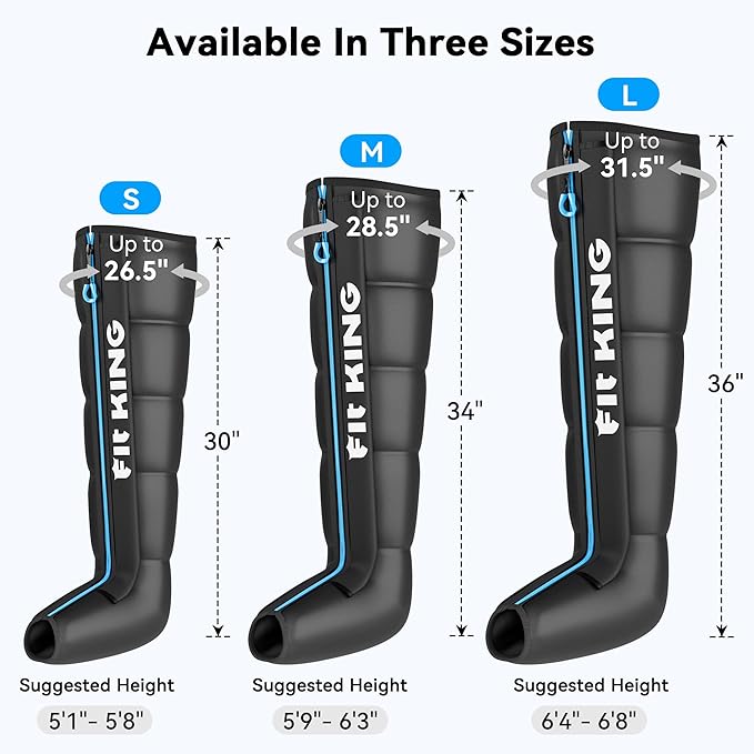FIT KING Upgraded Cordless Recovery System Professional Air Compression Massager Reduces Muscle Pain and Improves Circulation Warm-up and Fast Recovery for Athletes Zone Massage Optional (Medium)