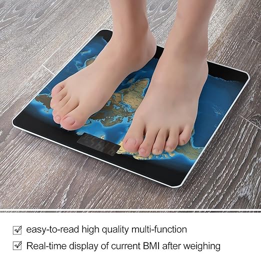 World Map Weight Scale for Body Weight Digital Bathroom Scale High Capacity Accurate Digital Weighing Scales and Easy-to-Read on Backlit LCD Display Scales