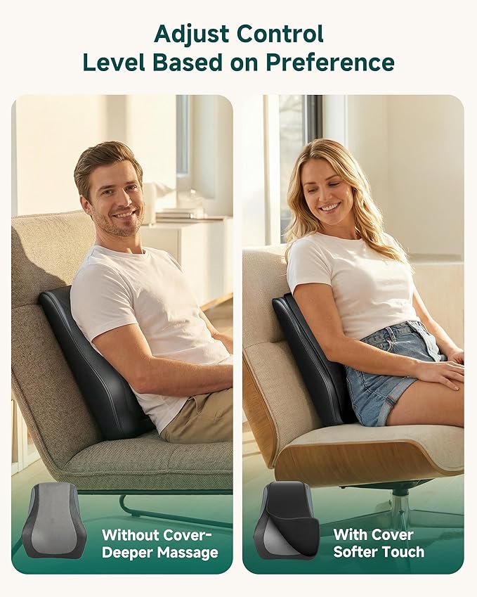 Snailax Shiatsu Back Massager for Back Pain Deep Tissue Lower Back Neck Massager with Heat 3D Kneading Back Massager for Chair Massage Pillow as Gifts for Mom Dad Women