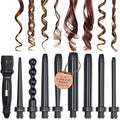 NuMe Octowand 8-in-1 Curling Wand Set Interchangeable Tourmaline Ceramic Barrels 13mm - 32mm Heat-Resistant Glove and Travel Case LCD Digital Display
