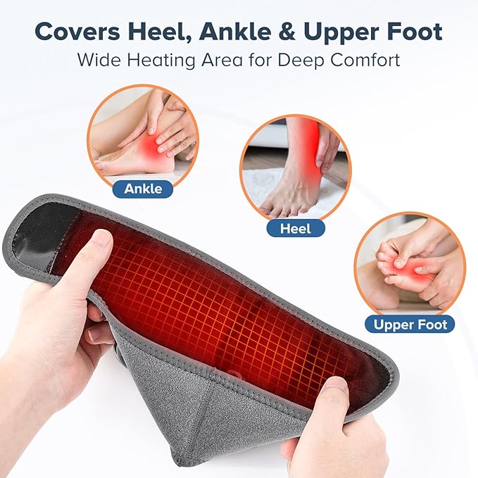 2 Pack Cordless Ankle Massager for Pain Relief Ankle Heating Pads for Pain Heated Ankle Massager for Pain Rechargeable Feet Heating Pads Feet Massage 3 Heat Levels 3 Massage Modes