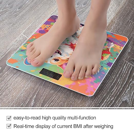 Colorful Corgi Weight Scale Large Digital Bathroom Scales with Bright LED Display Non Slip Digital Scale and Step On Fashion Weighing Machine for Body