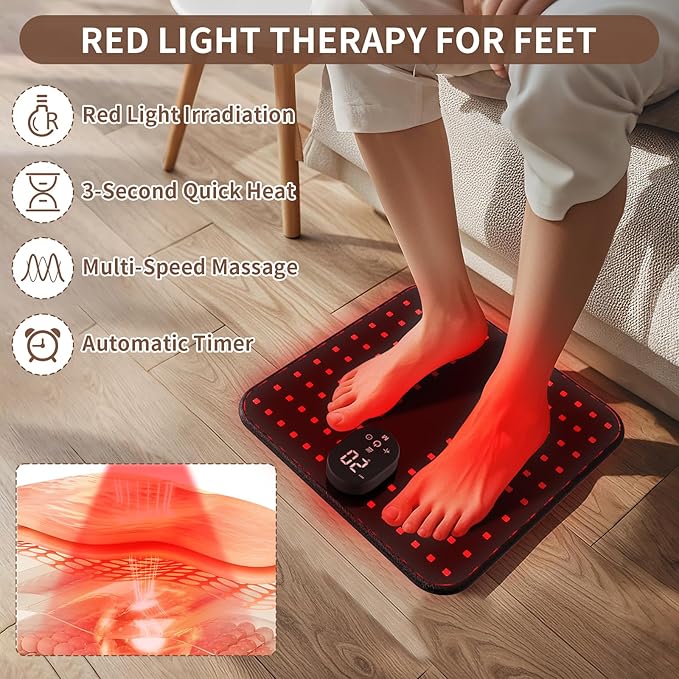 Red Light Therapy for Feet Cordless Infrared Light Therapy Foot Mat 8 Modes Red Light Therapy Pad for Feet with 660nm Red &amp 850nm Near Infrared LEDs Heat &amp Timer