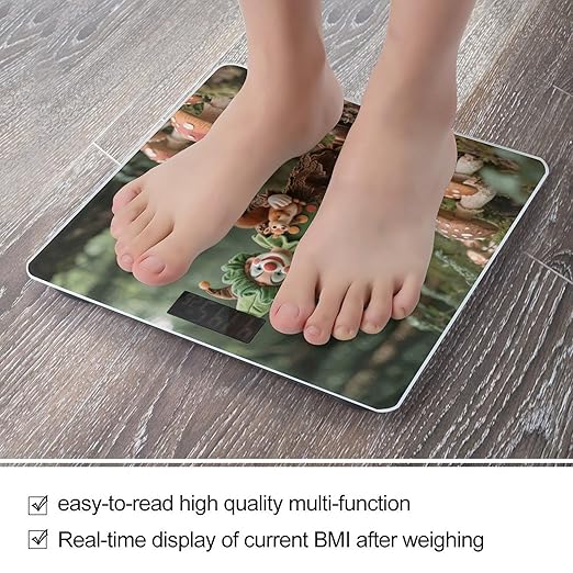 Forest Clown Scale for Body Weight Sturdy Tempered Glass Weighing Scales with LCD Display Accurate Digital Bathroom Scale Convenient Body Fat Smart Scales Easy Read