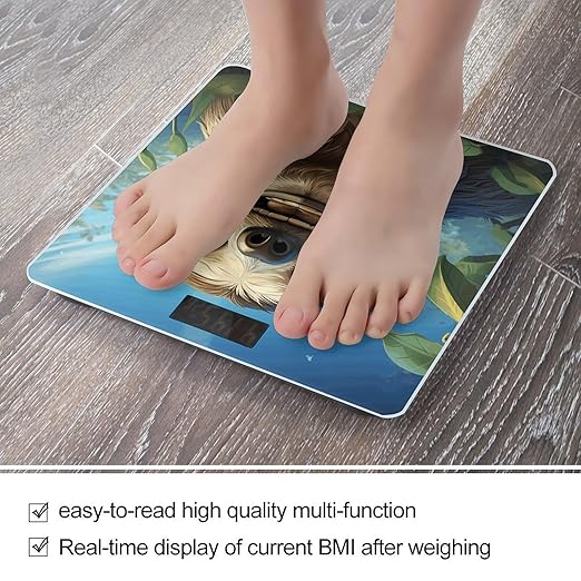 Cartoon Funny Sloth Bathroom Scale Rounded Smart Scale for Body Weight Automatic Power On/Off Weight Scales Accurate Bathroom Digital Scales for Pet Home Bedroom Kitchen