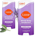 Lume Deodorant Cream Stick - Underarms and Private Parts - Aluminum-Free Baking Soda-Free Hypoallergenic and Safe For Sensitive Skin - 2.2 Ounce (Pack of 2) (Lavender Sage)