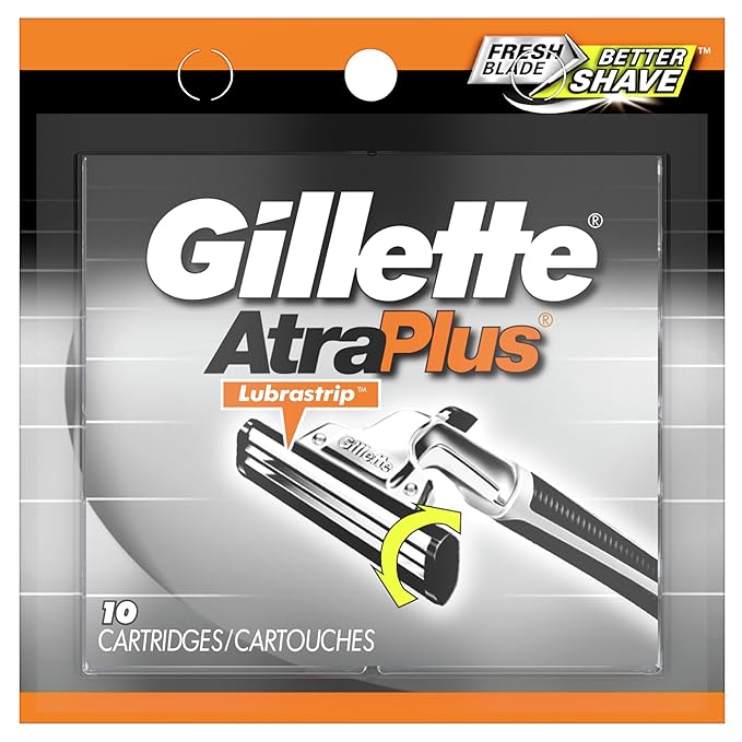 Gillette AltraPlus Mens Razor Blade Refills 10 Count Lubra-Soft Strip for Smoothness and Comfort