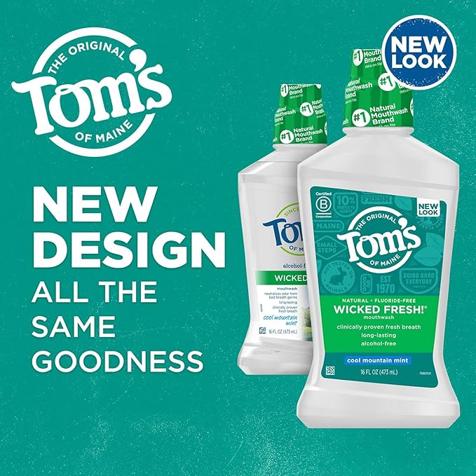Tom's of Maine Natural Wicked Fresh Alcohol-Free Mouthwash Cool Mountain Mint 16 oz. 6-Pack (Packaging May Vary)