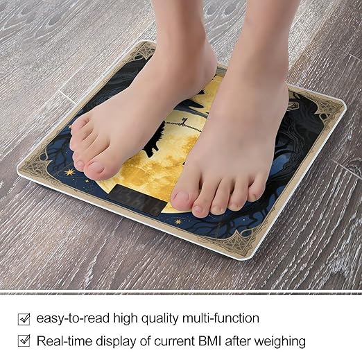 Tarot Card The Moon Scale for Body Weight Sturdy Tempered Glass Weighing Scales with LCD Display Accurate Digital Bathroom Scale Convenient Body Fat Smart Scales Easy Read
