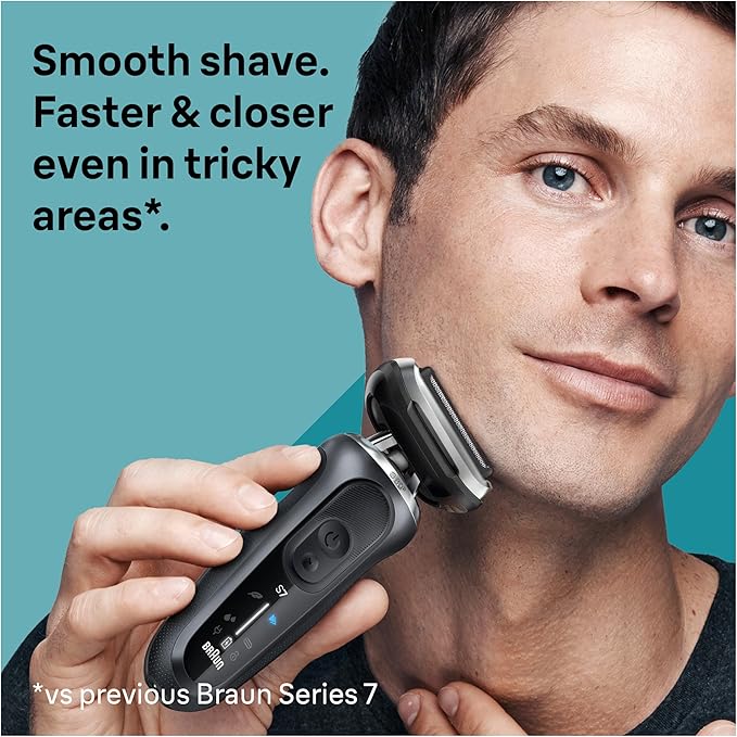 Braun Electric Shaver for Men Series 7 7127cs Wet &amp Dry Shave Turbo &amp Gentle Shaving Modes Waterproof Foil Shaver Engineered in Germany with Beard Trimmer Charging Stand Space Grey