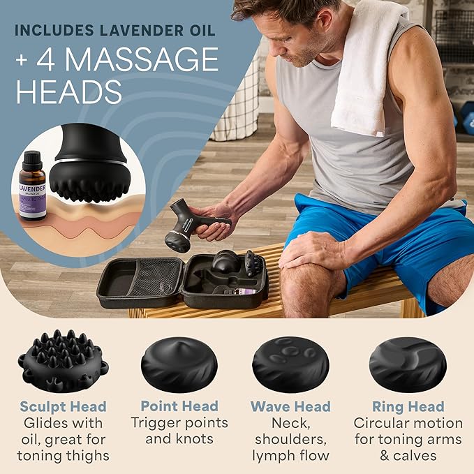 LifePro Lymphatic Drainage Massager – Handheld Cellulite Massager for Legs Thighs Neck &amp More – Spinergy Body Sculpting Massage Gun with Vibration for Muscle Recovery &amp Relaxation – Quiet &a