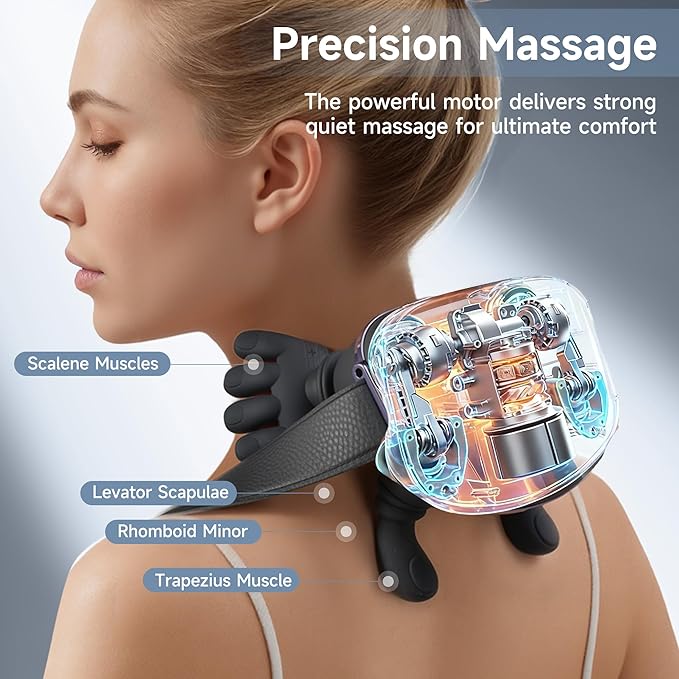 Neck Massager for Pain Relief with Deep Tissue Massage and Heat Bionic Hand Neck and Shoulder Massager for Back Relaxation Home Office Travel
