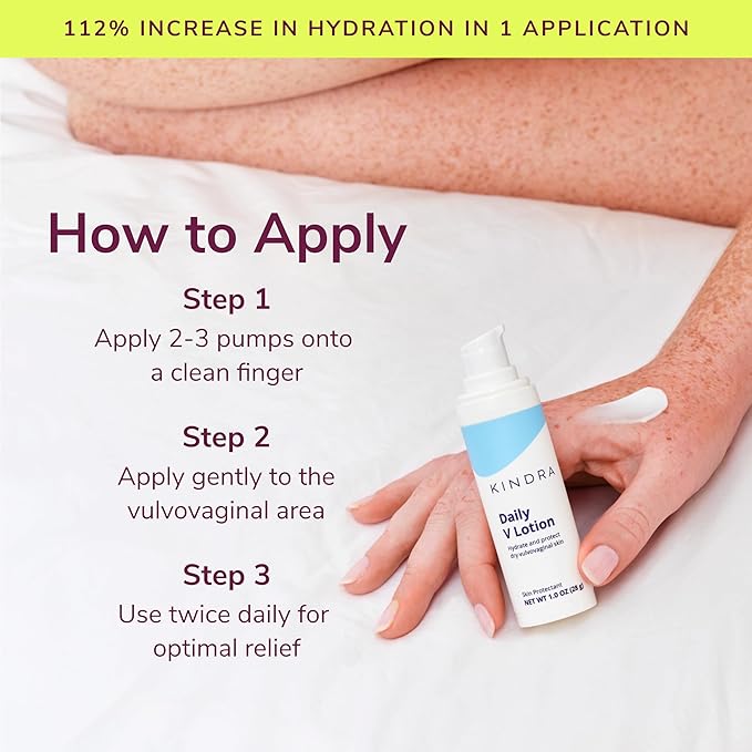 Kindra Daily V Vaginal Moisturizer Lotion - OBGYN Recommended for Dryness &amp Itch with Hyaluronic Acid Prevents Infection &amp Odor - Estrogen-Free Cream pH-Balanced Feminine Care - 60 Applicat