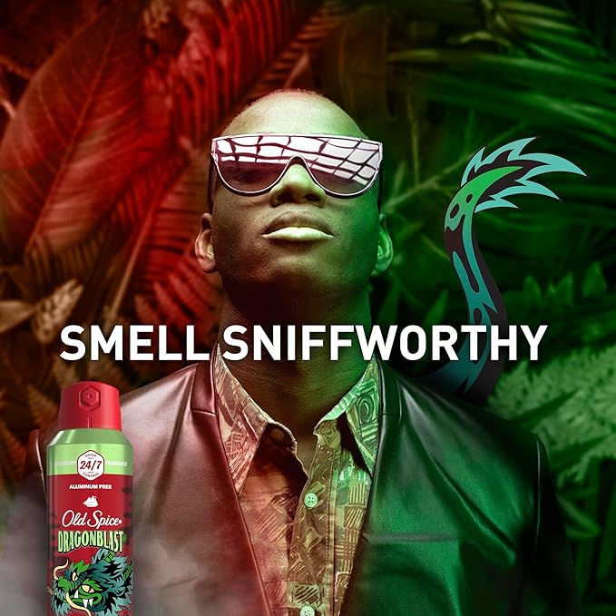 Old Spice Aluminum Free Body Spray for Men 24/7 Odor Protection 24/7 Lasting Fragnance &amp Freshness Cologne Quality Scent Dragonblast with Warm Woodsy Scent 5.1 oz (Pack of 3)