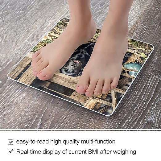 Black Labrador Scale for Body Weight Smart Scales Digital Bathroom Scale High Precision Weighing Scales with Large Display Weighing Machine for People